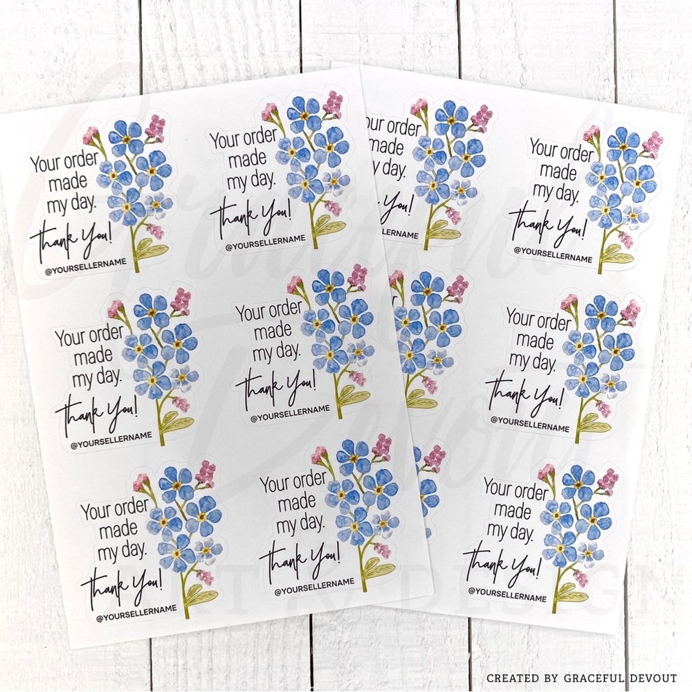 Your Order Made My Day. Thank You! -  2" (inches) (48ct.) Stickers - Picture 5 of 8